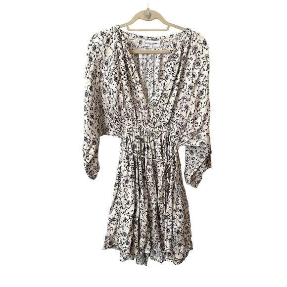 APIECE APART Floral Metallic Striped Boho Mini‎ Dress Sz 4 - Picture 1 of 5